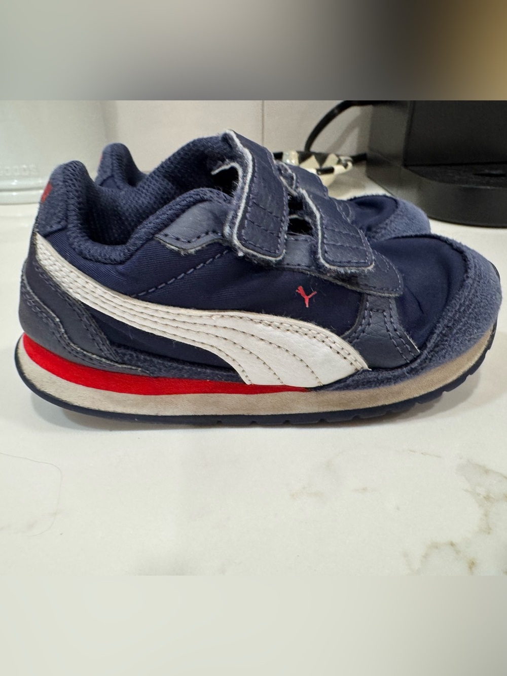 Puma Kids Navy White Red Velcro Runner